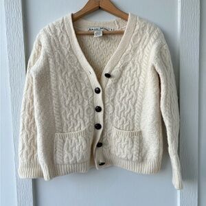 Aran Mor Ireland Cable Knit Cardigan 100% Merino Wool